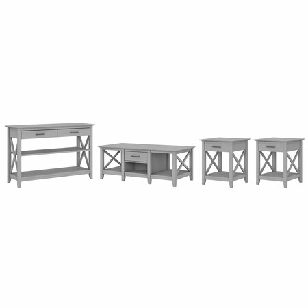 Bush Business Furniture Key West Coffee Table W/ Console Table and Set of 2 End Tables, Cape Cod Gray KWS024CG